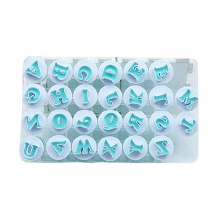 

26 PCS Capital Letter Cookies Cutter Mini Plastic Alphabet Fondant Cake Biscuit Plunger Mold Baking Accessories Set (Uppercase Letters)