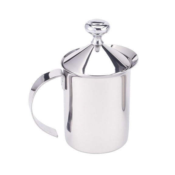 Fino Milk Creamer Frother Cappuccino Foam Pitcher With Handle And Lid, 18/8 Stainless Steel, 14-Ounce Capacity, For Coffee, Hot Chocolate, Craft Cocktails, And Holiday Entertaining