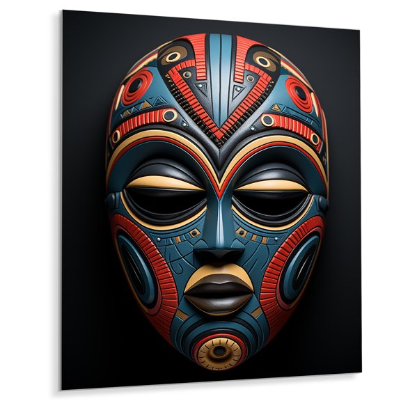 Designart "Tribal Pende African Mask I" African Tribal Metal Wall Art