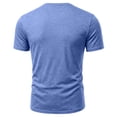 thumbnail image 7 of Nestiefly Mens Cotton Notch Neck T-Shirts Short Sleeve Button Casual Basic Tees Work Shirts 2026 Light Blue M, 7 of 7