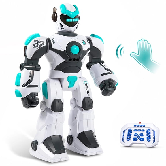 KEYAHAPPY RC Robot Toy for Kids, 15.8" Large Programmable Interactive Robot with Gesture Sensing Voice Control Music Dance Walking, Gifts for 6-8 Year Old