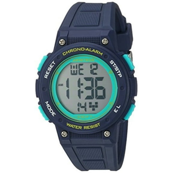 armitron sport women's 45/7086nvy digital chronograph navy blue resin strap watch
