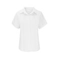 thumbnail image 3 of Xuyuer Women's Lapel Button Short Sleeve Shirt - Classic Casual Top for Daily Outfits and Versatile Wear, 3 of 9