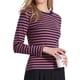 thumbnail image 1 of INSPIRAR CAMISAS A RAYAS CHIC PARA MUJERES, BLUSAS DE MANGA LARGA DE ALGODÓN, CAMISETAS AJUSTADAS DE CUELLO REDONDO, ATUENDOS CASUALES Y MODERNOS L RAYAS ROSA, 1 of 6