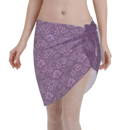 Ocsxa Retro Florals Purple Print Sarong Coverups For Women Bathing Suit Wrap Swimsuit Skirt Beach Bikini Cover Up Swimwear