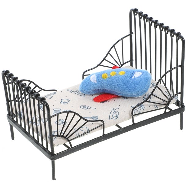 KAKOWELY 1 juego de cama en miniatura, modelo de juguete, casa de muñecas, cama, casa de muñecas, muebles en miniatura, accesorio para casa de muñecas
