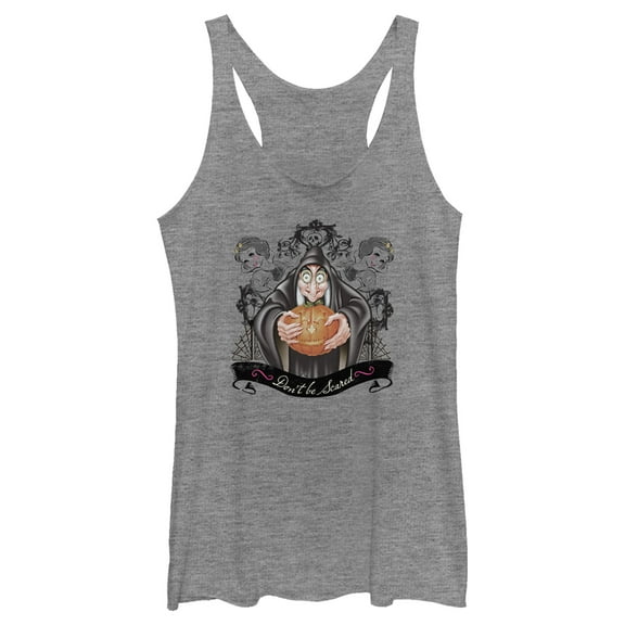 Women's Snow White and the Seven Dwarfs Evil Queen Pumpkin Racerback Tank Top Gray Heather Medium