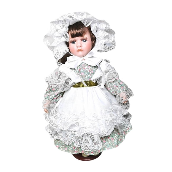 Escultura de muñeca de porcelana de pie, regalo de cumpleaños, linda artesanía artística, adorable escritorio Verde