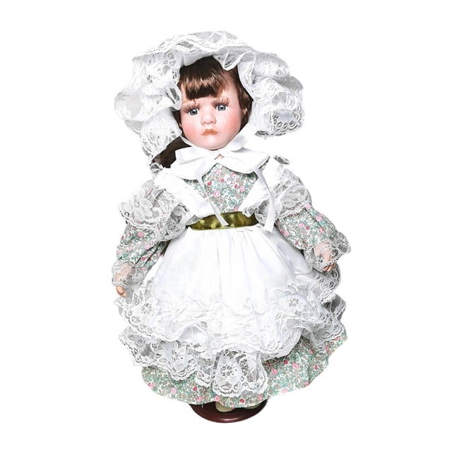 Muñeca de porcelana de pie, figura de niña, colección, regalo de cumpleaños, artesanía creativa Verde