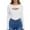 White, variant on Gyexs Cute Long Sleeve Tops for Women Round Neck Ribbed Knit Fitted T-Shirts Open Chest Design for Going Out Tee White, Size M