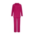 thumbnail image 3 of Besolor Womens 2 Piece Lounge Outfits Casual Long Sleeve Button down Shirt and Drawstring Pants Sets Tracksuit with Pockets, 3 of 5