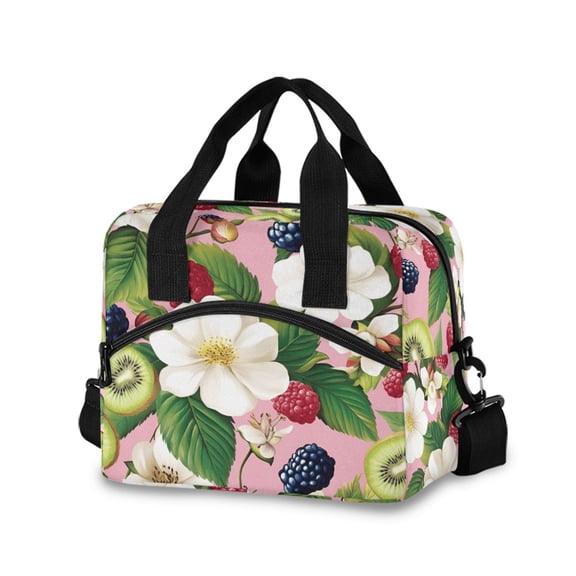 FORMRS Reusable Lunch Bag for Work School Leakproof Insulated Cooler with Adjustable Shoulder Strap, Pink Raspberries
