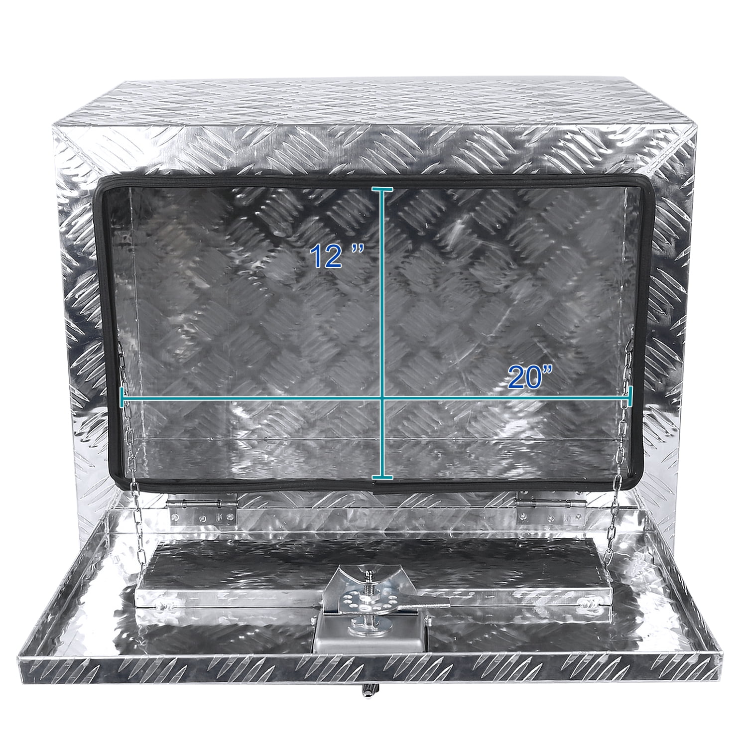 Spec-D Tuning 24"X 17"X 18" Heavy Duty Aluminum Tool Box Truck Utility Chest Storage with Lock & Key For Pickup Truck Bed, RV Trailer