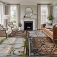 thumbnail image 3 of Barn Door Area&nbsp;Rug 6x9ft Vintage Brown Countryside Farmhouse Non-Slip&nbsp;Washable Square&nbsp;Rugs Soft Felt Indoor Floor Mat for Bedroom Kitchen Living Room Bathroom, 3 of 9