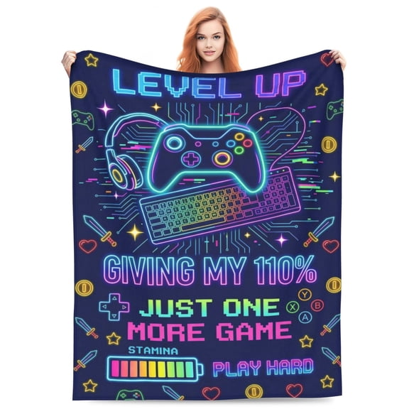 Gaming Blanket Soft Flannel Throw Blanket for Gamer Couch Bed Home Decor