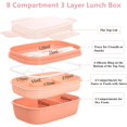 thumbnail image 3 of shiyou-2 Pack 1800ML Bento Lunch Box with Utensils, 3 Layers Stackable Salad Container Bowl, 8 Compartments Plastic Meal Prep Container for Adults, Work, Picnic, BPA Free, 2 Colors, 3 of 4