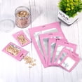 thumbnail image 5 of Uxcell 5.9x4.1" Holographic Bags, 100 Pack Aluminized Plastic Resealable Storage Bags for Small Things, Pink, 5 of 5