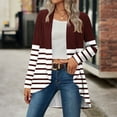 thumbnail image 7 of Womens Cardigan Tops Fall Trendy Striped Open Front Shirts Dressy Casual Long Sleeve Blouses Outwear Coat Wine, S, 7 of 7