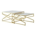 thumbnail image 3 of Posh Living Navarro Square Marble Top Nesting Coffee Table in Gold, 3 of 8