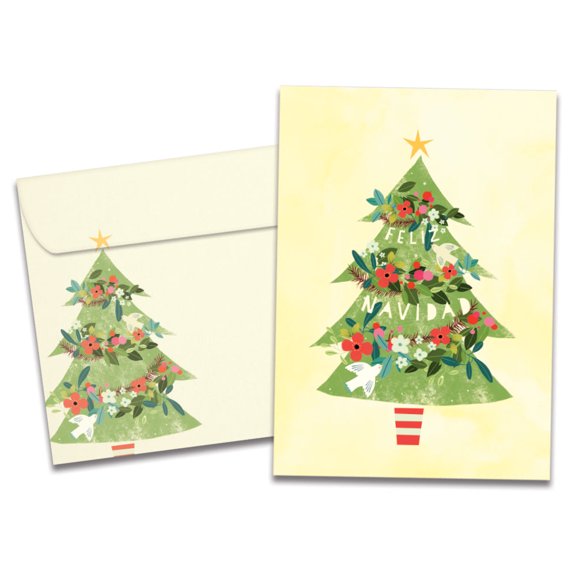 Tree-Free Greetings Christmas Greeting Card, 5 x 7, Navidad Tree (GO68826)