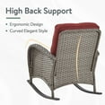 thumbnail image 5 of PARKWELL 3 Pieces Wicker Patio Set Outdoor Rocking Chair with Table,All-Weather Rattan Rocker Lounge Chair with Thick Red Cushions for Porch Balcony Backyard,Gray Wicker, 5 of 10
