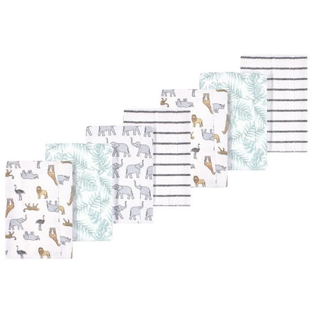 Luvable Friends Hudson Baby Flannel Burp Cloths 7pk, Safari Adventure