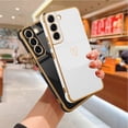 thumbnail image 2 of Compatible with Samsung Galaxy S22 Case for Women Cute Luxury Gold Heart Pattern Design, Full Camera Protection & Soft TPU Shockproof Protective Plating Edge Phone Case,6.1 inch 2022, White, 2 of 12