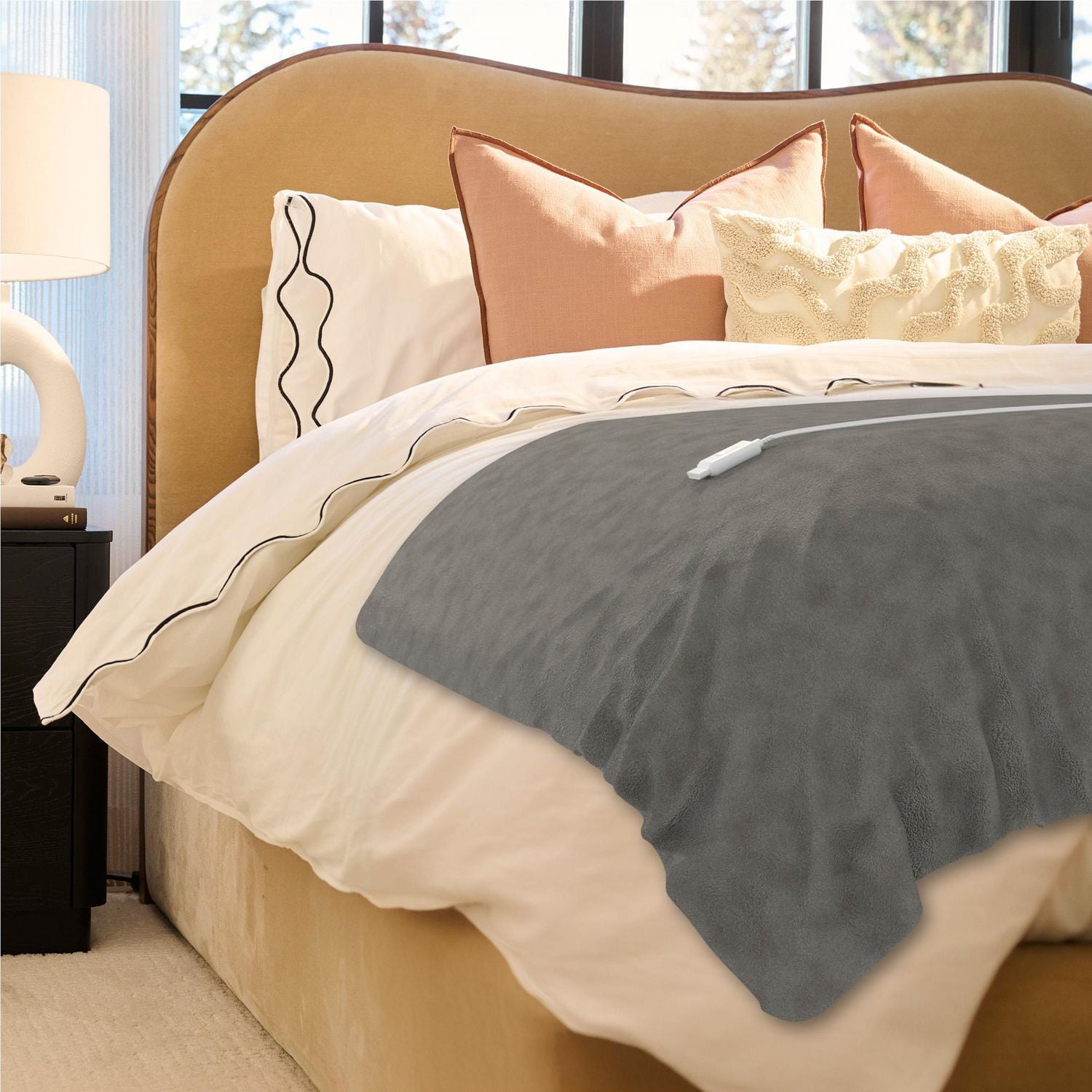 Jeté chauffant Sunbeam en polaire couleur gris ardoise, 4 réglages de chaleur, arrêt automatique après 4 heures, 127 cm x 152,4 cm (50 po x 60 po)