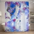 thumbnail image 3 of Blue Butterfly Shower Curtain Dahlia Flower Lakeside Decorations Shower Curtains Floral Fantasy Butterflies Shower Curtain Set for Bathroom with Hooks 72x72 Inch, 3 of 6