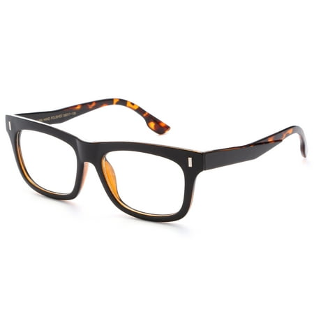 Ray Ban Tortoise Frame - IG Unisex Vintage Squared Thick Frame Clear Lens Fashion Glasses in Tortoise