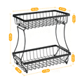 thumbnail image 2 of Fruit Basket for Kitchen Counter, 2 Tier Fruit Vegetable Basket with 2 Mobile Banana Hangers, Detachable Metal Bread Basket for Vegetables Snacks Fruits, Black, 2 of 6