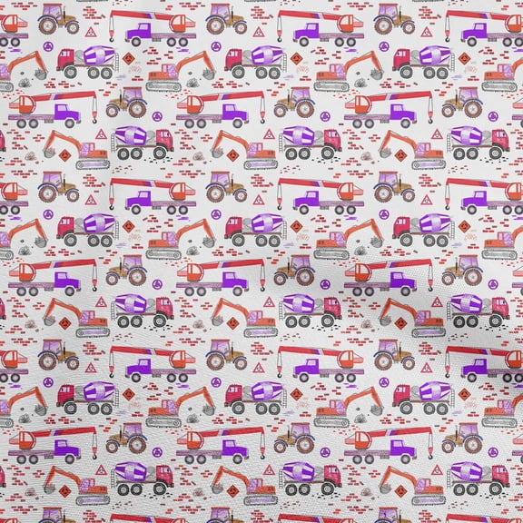 oneOone Cotton Jersey Red Fabric Kids Vehicle Diy Clothing Quilting Fabric Print Fabric By Yard 58 Inch Wide