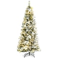 thumbnail image 2 of Patiojoy Pre-Lit Lifelike Xmas Tree 7FT Snow-Flocked Slim Christmas Tree W/ 627 Branches Tips, 2 of 10