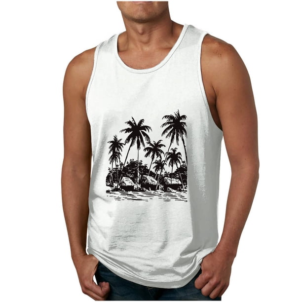 Camisetas de Tanque de los Hombres Tanque de los Hombres Incolor Gradiente de Impresión Cuello Redondo Correa Delgada Fuga Atrás Regular Casual Deportes Blusas de Tanque