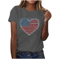 thumbnail image 2 of Mifsaly Womens Crewneck Short Sleeve Tops Summer Casual Rhinestone Heart Graphic T Shirts Loose Fit Dressy Daily Wear Sparkly Patriotic Fashion Tees XXL, 2 of 6