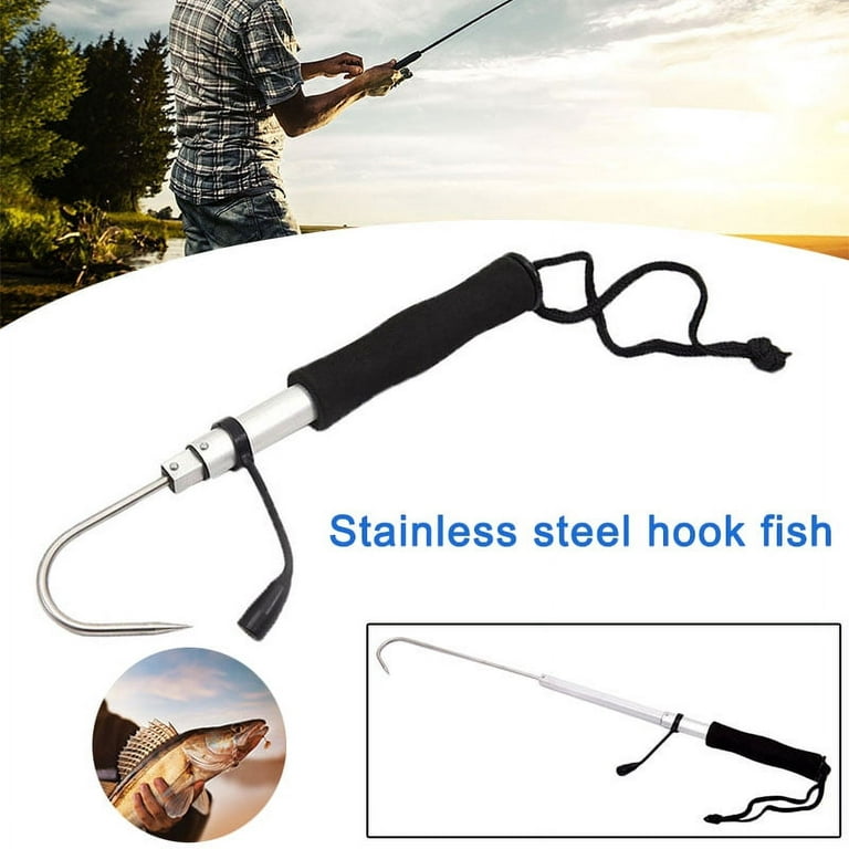 Saekor Ice Fishing Gaff Hook Telescopic Fish Gaff Stainless Fishing Spear Hook Hand Gaffs New, adult Unisex, Size: 90 cm