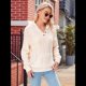 thumbnail image 5 of Sudadera de Lana Extragrande con Capucha y Colores Contrastantes para Mujer, de Punto, con Cuello en V, Informal, con Bolsillos Beige M, 5 of 9