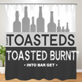 thumbnail image 1 of Humorous Grayscale Shower Curtain - "TOASTEDS TOASTED BURNT" Vintage Bar Design - Modern Minimalist Decor, 1 of 4