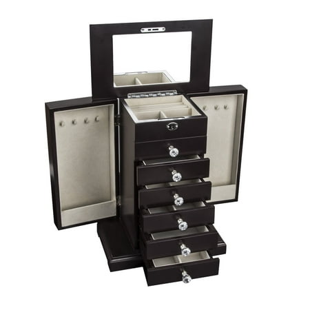 Large Real Wood Wooden Jewelry Box Locked with a Key (1-ZH-WJC7BK)