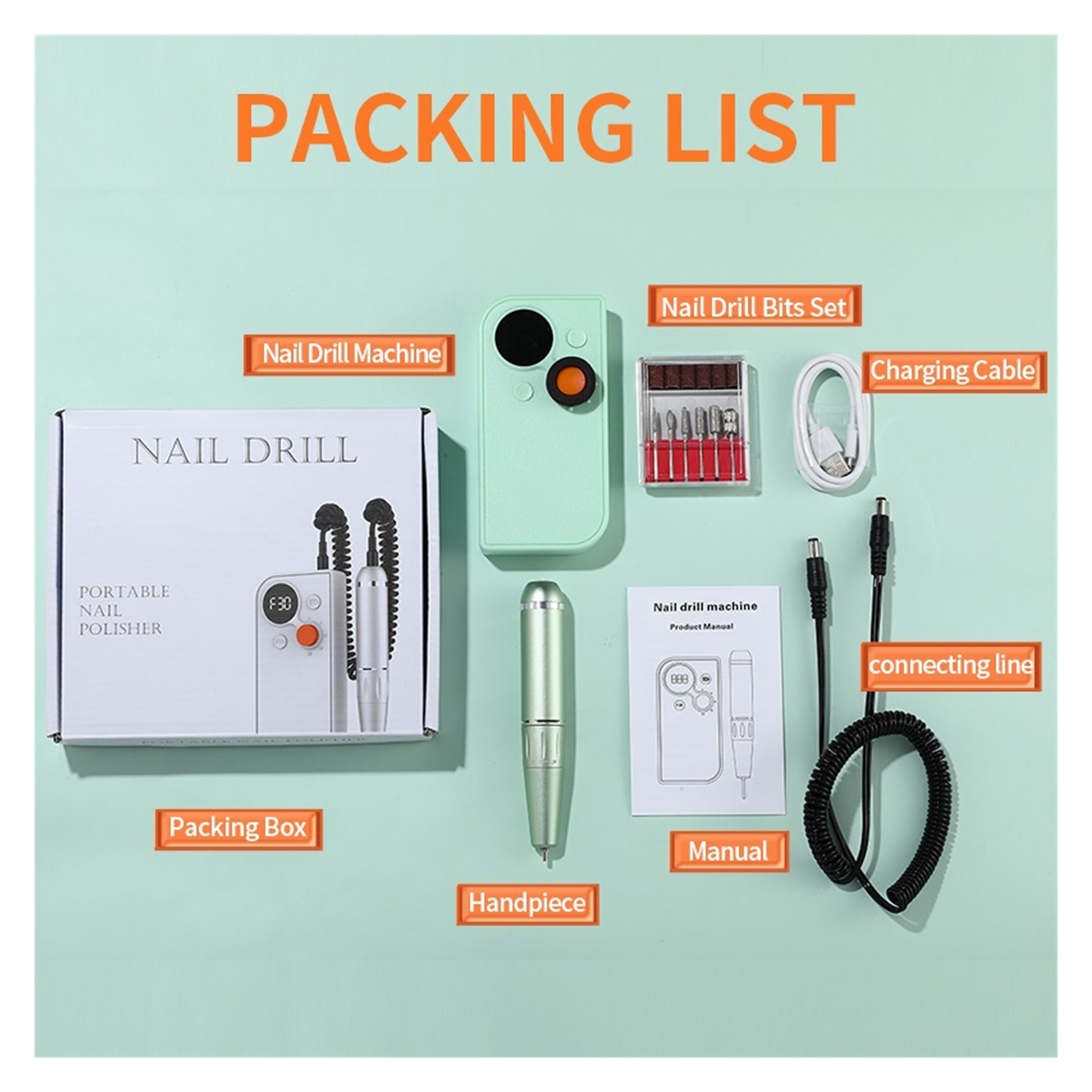 Portable 30000RPM Rechargeable Nail Drill Machine For Acrylic, Nail High Speed Electric Manicure Drill For Sculpting Tools ,Lightweight and Portable