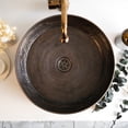 thumbnail image 4 of Engraved Solid Copper Vessel Sink | Handmade Farmhouse Dark Copper Washbasin Vanity Vessel Sink | *Drain Cap Included*, 4 of 12