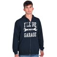 thumbnail image 5 of I'll Be In the Garage Wrench Joke Men's Big & Tall Graphic Zip Up Hoodie Brisco Brands 5X, 5 of 6