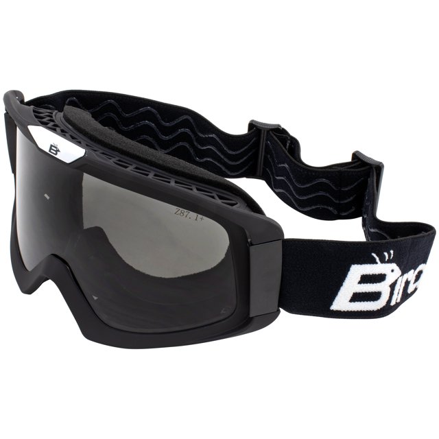 Birdz Pelican Black Fitover Padded ATV Motorcycle Riding Over The Glasses (OTG) Goggles Smoke Lens
