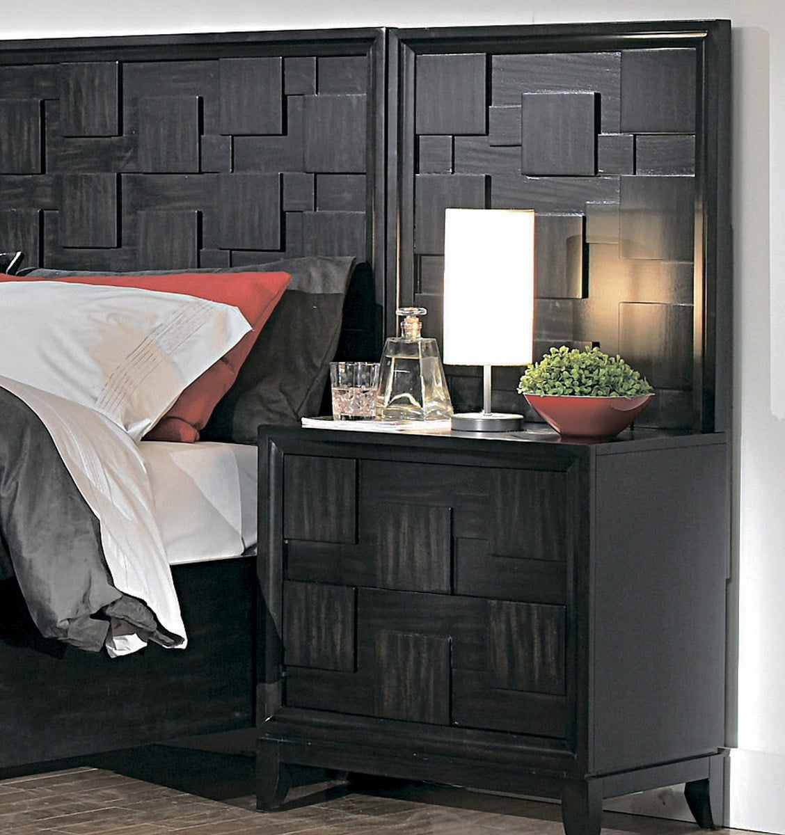 Homelegance Balboa Square Nightstand 2 Wall Panel