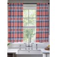 thumbnail image 2 of Orange And Sheer Curtains for Living Room Bedroom, Blue British Style Plaid Light Filtering Sheer Curtains, Rod Pocket Voile Window Drapes, 2 Panels Set 52"x 63", 2 of 7