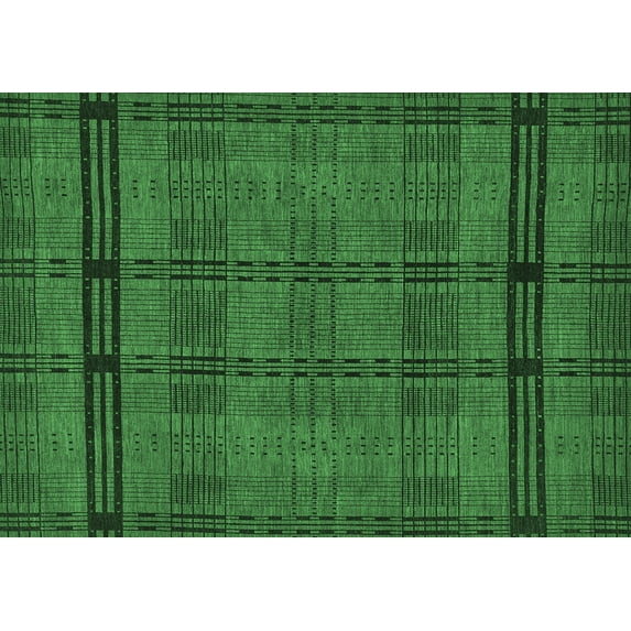 Ahgly Company Indoor Rectangle Abstract Emerald Green Modern Area Rugs, 2' x 5'