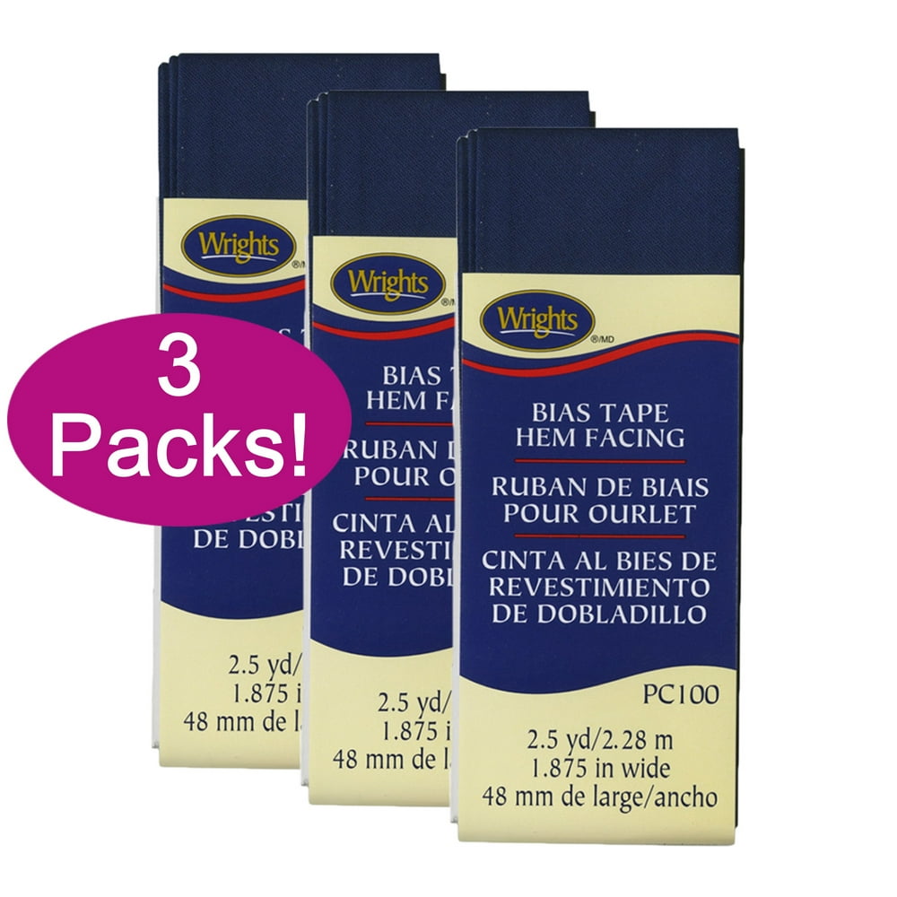 Wrights 117100055 Hem Facing Bias Tape, Navy, 1.875 in x 2.5 yd (3