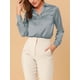 thumbnail image 5 of Camisas Elegantes para Mujeres INSPIRE CHIC con Cuello en V, Manga Larga, Blusa de Satén Suave XL Azul Polvoriento, 5 of 8
