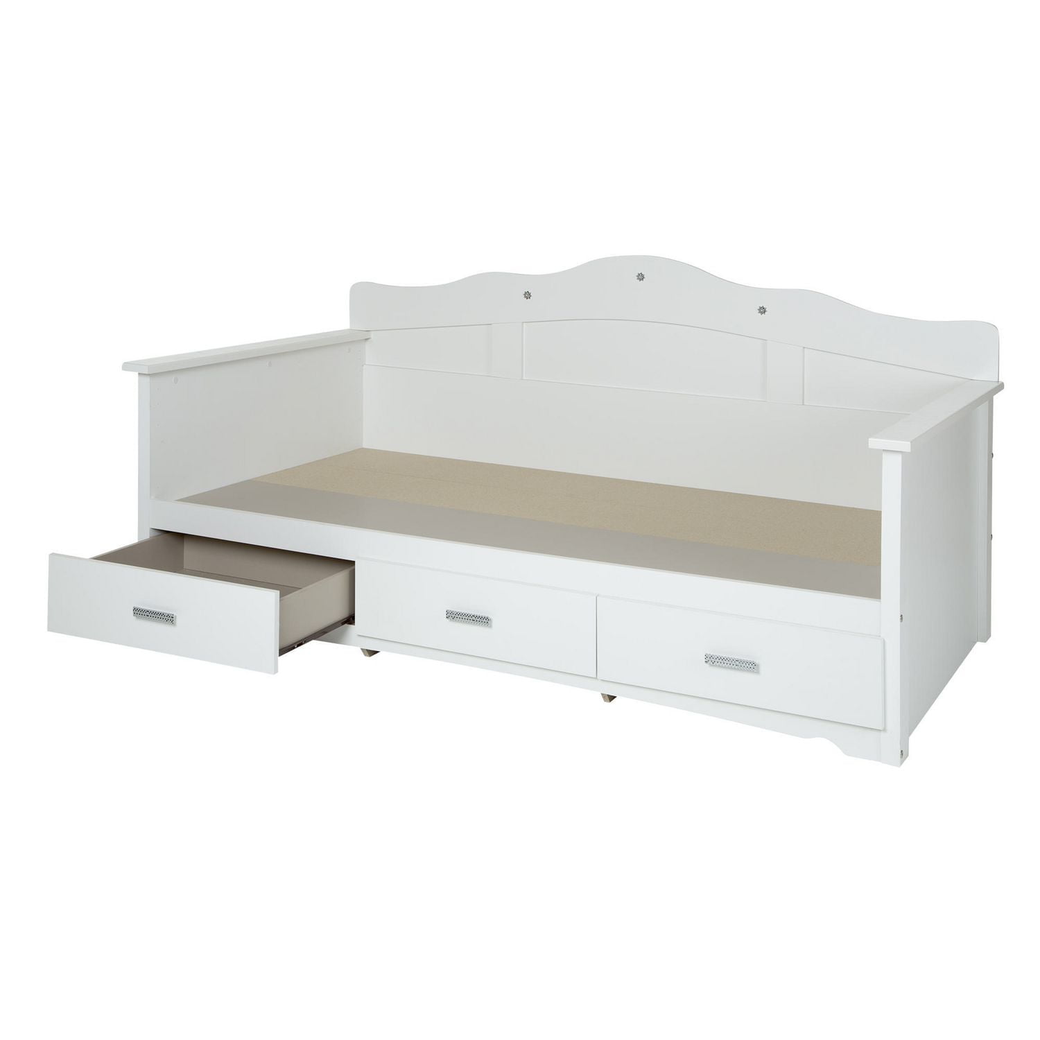 South Shore Tiara Twin Daybed with Storage, in Pure White