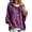 Purple, variant on Womens Waffle Sweatshirt 3/4 Sleeve Oversized Hoodies For Women Casual Loose Fit Drawstring Hooded Pullover Tops For Daily Wear